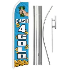 Cash 4 Gold Swooper Flutter Feather Advertising Flag & Pole Kit
