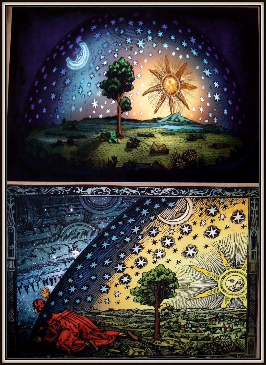 洋書希少）Jacques Villeglé, Flammarion, 2007。 2x Flat Earth (a3) Prints; Firmament Dome Art + Flammarion