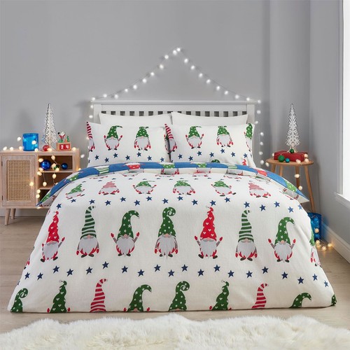 Duvet Cover Set 65% Cotton, 45% Polyester Gnome For Christmas by Fusion in Navy - Picture 4 of 4