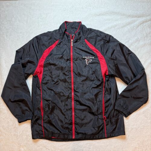 NFL Atlanta Falcons Windbreaker Jacket Men Sz L Black Red