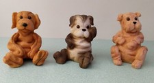 Three Dog Figurines Decor Named Dated Resin 3" Tall