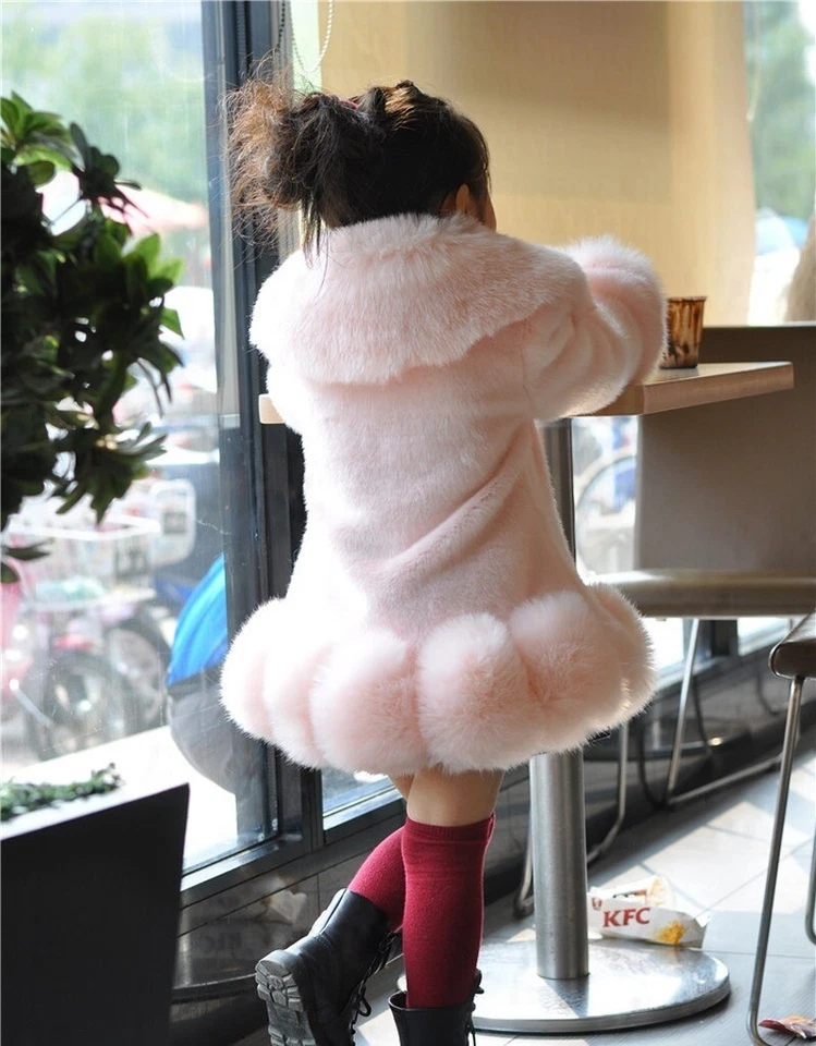 Baby Girls Long Sleeve Winter Wedding Faux Fur Coat Soft Party Coat Kids Outwear - Image 4 of 4