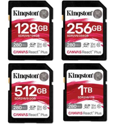 Kingston SDXC Canvas React Plus UHS-II V60 280MB/s SD Memory Card 128GB 256GB