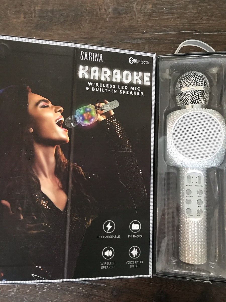 Sarina Karaoke Wireless LED Microphone Bulit-in Speaker Bluetooth
