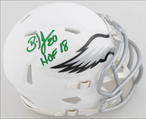 Brian Dawkins signierter Eagles mattweißer Speed Mini Helm "HOF 18" (JSA COA)