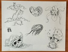 1989 Steve Smith Traditional Vintage San Diego Tattoo Flash Production Sheet 2