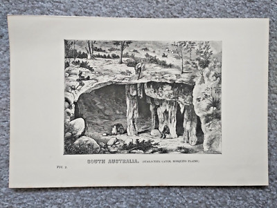 Tropfsteinhöhlen, Mosquito Plains, Australien - antiker Druck - 1875