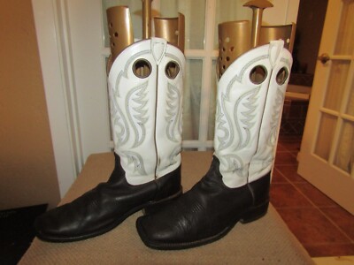 JUSTIN BOOTS Men's sz EE Bent Rail Brown White Cowboy Boots BR305  Western