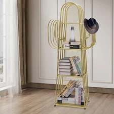 4-Tier Cactus Bookcase Storage Organizer Metal Ladder Bookshelf Cute Bookshelves