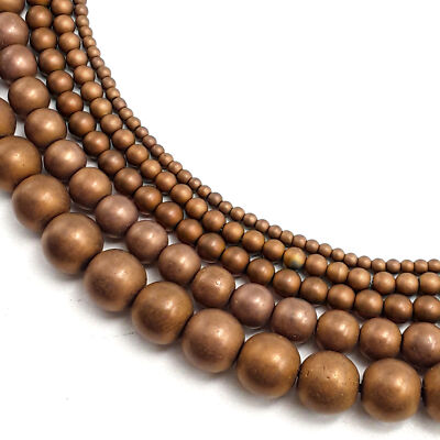 Copper Hematite Matte Round Beads 2mm 3mm 4mm 6mm 8mm 10mm 12mm 15.5'' Strand