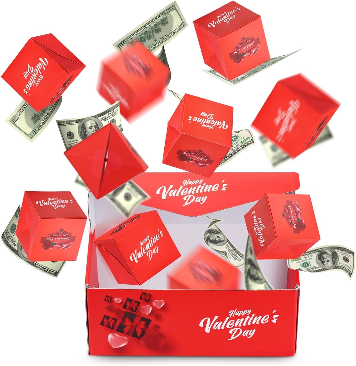 Caja de regalo de dinero sorpresa explosivo día de San Valentín 10 cajas