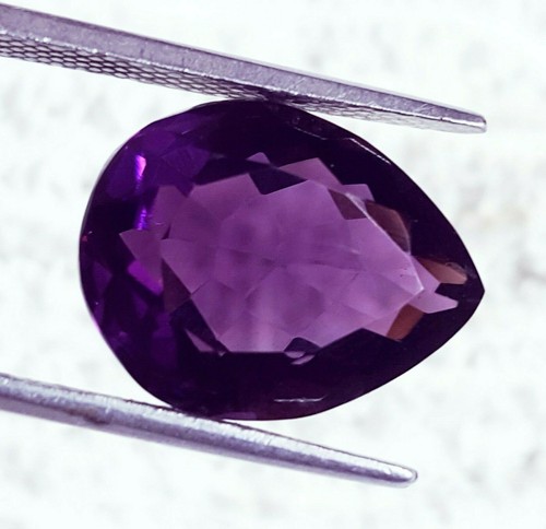 Pear Shape Loose Gemstone Violet Amethyst 12.40 Ct Certified With Free Gift - Picture 2 of 7