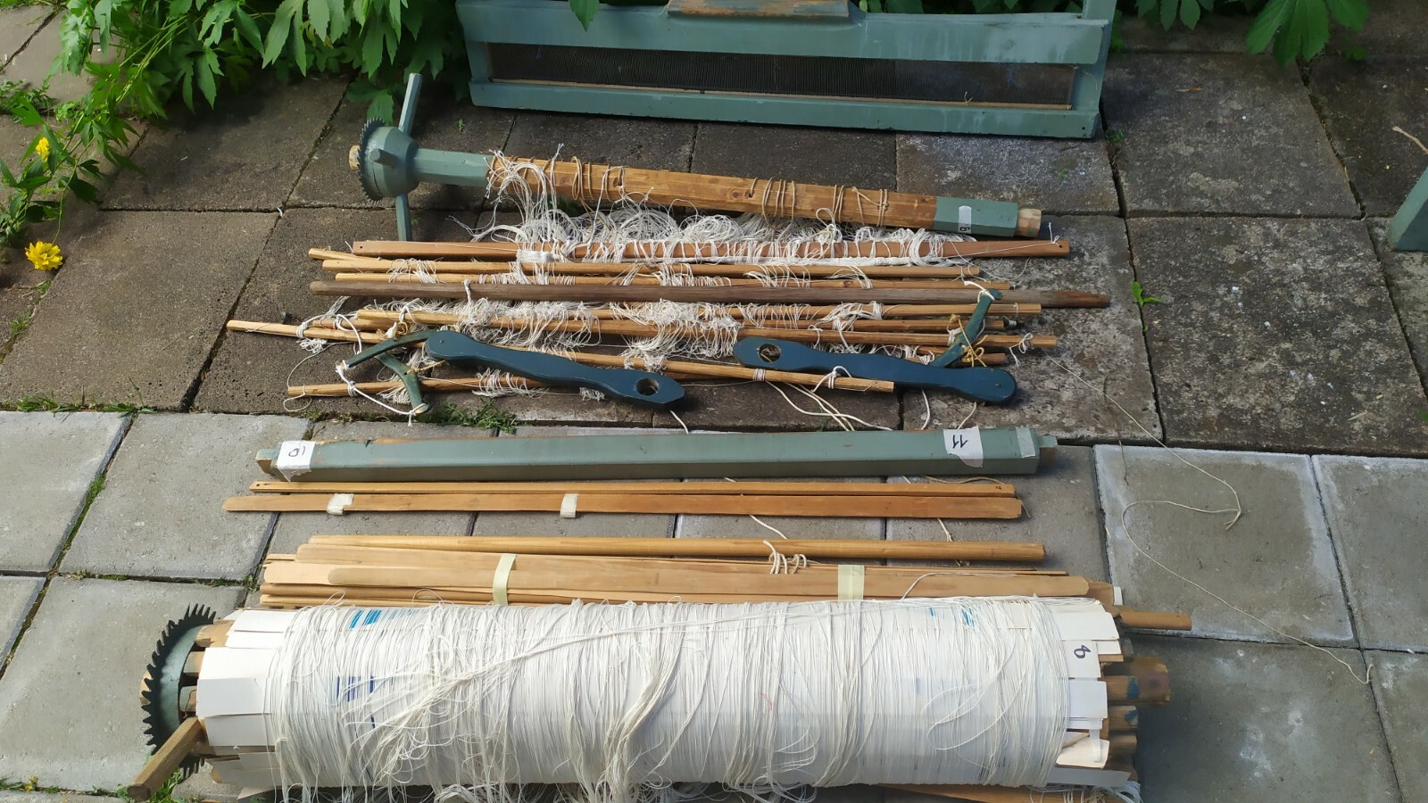 Antique 1900 Wooden Sweden Farm Large Weaving Loom 