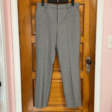 Grey Plaid Pleated Tapered Dress Pants Women  s US 10