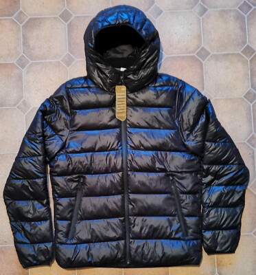 Neu Abercrombie & Fitch Herren Primaloft glänzende leichte Kapuze Puffer Jacke M