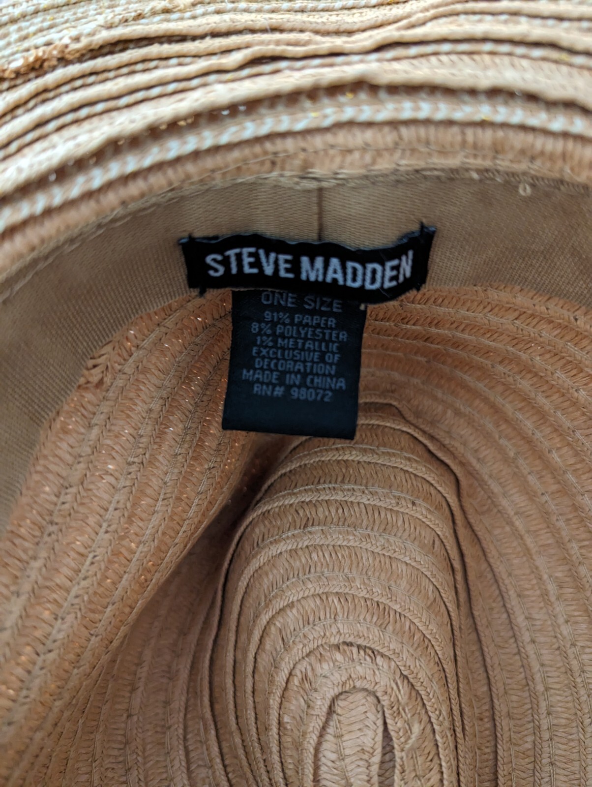 STEVE MADDEN Paper Straw Fedora Panama Hat Tan w/leather Band eBay