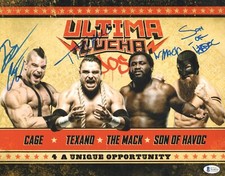 Texano Jr Willie Mack Son of Havoc Brian Cage Signed 11x14 Photo BAS COA AEW AAA