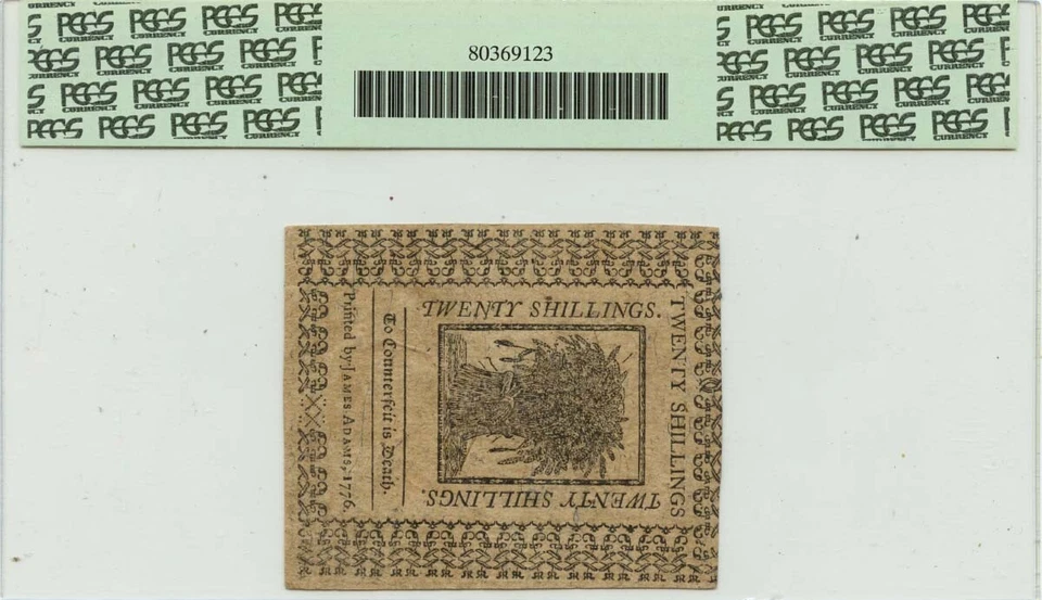 1776 January 1, 20s Delaware Colonial Note FR#DE-80 PCGS CU63 PPQ - Image 2 of 2