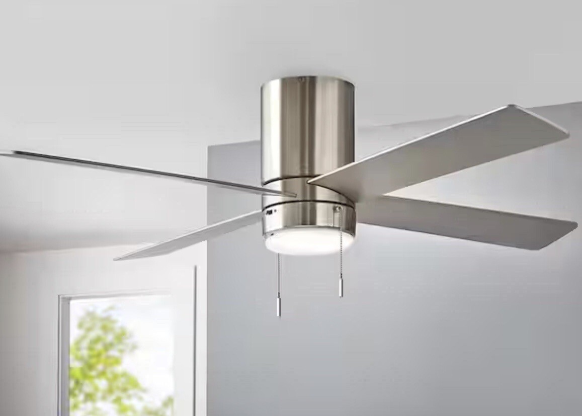 Hampton Bay Scenic 52 in. Integrated LED Indoor Brushed Nickel Hugger 