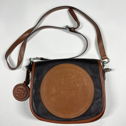 Tucker Tweed Equestrian Leather Handbag Shoulder Bag Brown Needs Repair - Foto 1 di 9