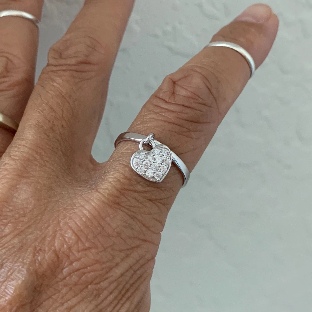 Silver ring 2024 with dangling heart
