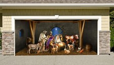 Christmas Nativity Scene Garage Door Cover Color Door Banner Billboard 7' x 16'