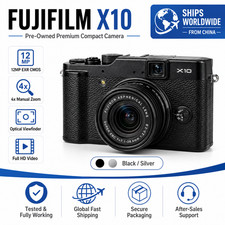 Fuji X10 Black 12MP Digital Camera F2.0 Lens 1cm Macro Hot Shoe 460k LCD Used