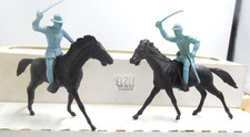 Marx 54mm Light Blue Mounted Union Figures with Horses Original