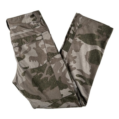 #ad Cabela#x27;s Pants Mens 30x32 Brown Camo Microfiber Cargo Hunting Outdoor Workwear $28.99
