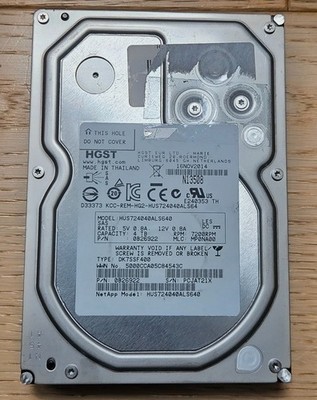 HGST / NetApp 4TB SAS 3.5'' HDD HUS724040ALS640 X477 - SMART OK