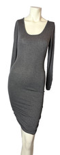 Grass Collection Gray Bodycon Dress Studded Open Back Long Sleeve Women S