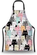 Dishwashing Apron for Women Cute Cats Cute Aprons for Men for Kitchen Cooking Re