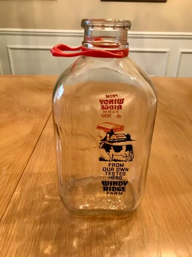 Vintage Windy Ridge Farm Milk 1/2 Gallon Glass Bottle Indiana, PA
