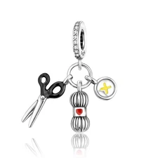 Knitting 925 Sterling Silver Charm for Bracelet
