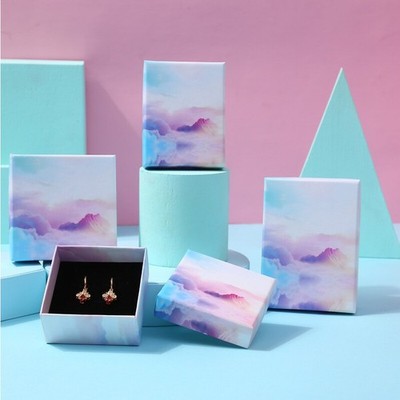 Jewelry Organizer Box Necklace Earrings Ring Paper Box Jewelry Ring Storage C ` 