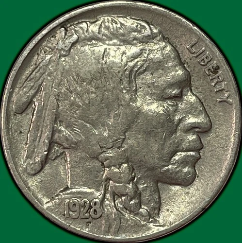 1928 Buffalo Nickel Almost Uncirculated AU Coin #36984
