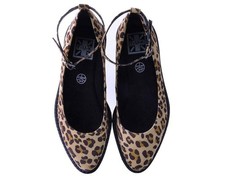 TUK Leopard Pointed Ballet Ankle Strap Creeper W8 T.U.K. vegan friendly