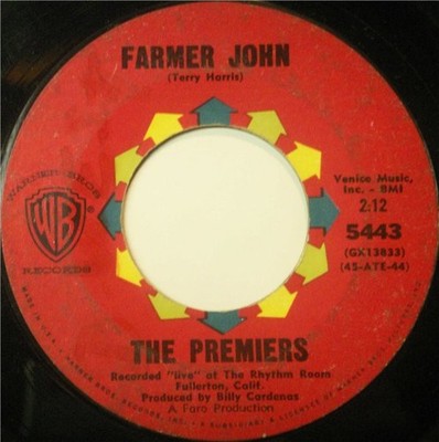 Premiers - Farmer John / Duffy's Blues - Used Vinyl Record 7 - G8100z