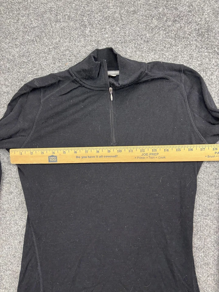 Camisa Smartwool Mujer Grande Negra Lana Merino 1/4 Cremallera Manga Larga Capa Base Foto 3 de 4