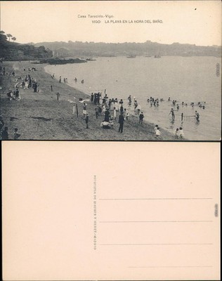 Vigo La Playa en la Hora del Bano/Strand Galicia : España 1918