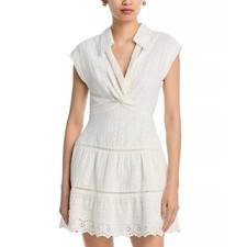 ALICE + OLIVIA Mila Eyelet Deep V Neck Dress