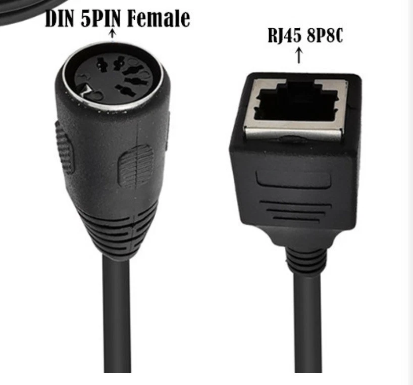 5-Pin DIN MIDI to RJ45 Adapter Cable 8P8C Plug & Play | Female to Female  - Image 4 of 4