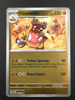 Pokemon TCG Hippowdon Uncommon ME03: Perfect Order 040/088 Reverse