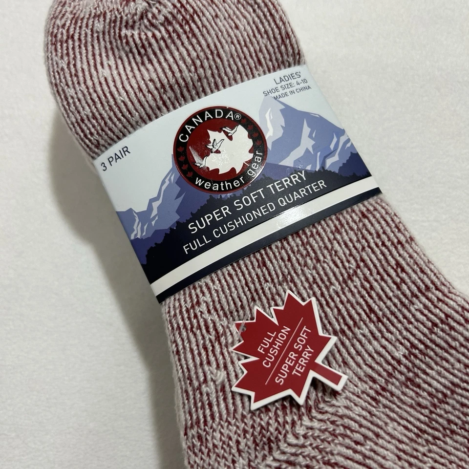 Canada Weather Gear Super Soft Terry Quarter Socks 3 Pair Women Shoe Size 4-10 - Image 2 of 4