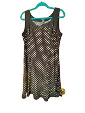 Chaps by Ralph Lauren Ladies Dress, Size XL Navy Polka Dot Print