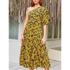Farm Rio Spotted Black and Yellow Polkadot Bananas Maxi Dress Size M
