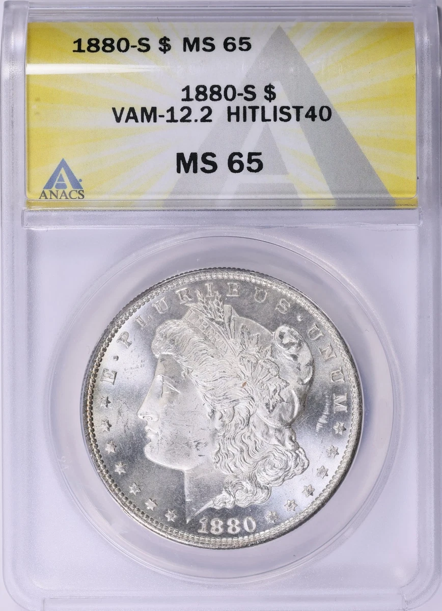 Silver MS 65 Graded 1880 Year Morgan US Dollars (1878-1921) for