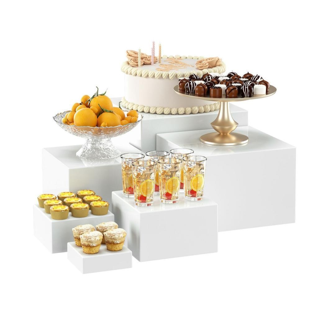 4 PCS Buffet Risers - Acrylic Display Stands With Foldable Bases For Desserts, Cakes, Decor - View #3