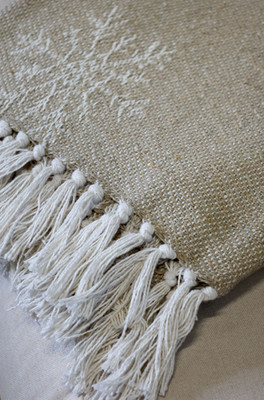 Chic Antique Aix Plaid Garnüberschuss m. Eiskristallen Decke beige 150x130 cm 