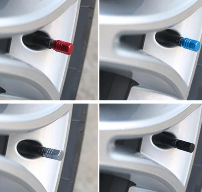 Tapas de válvula de neumático de coche de aluminio Cubierta de vástago de válvula de neumático ¡Tapa de llanta de rueda de polvo de aire! Foto 2 de 4